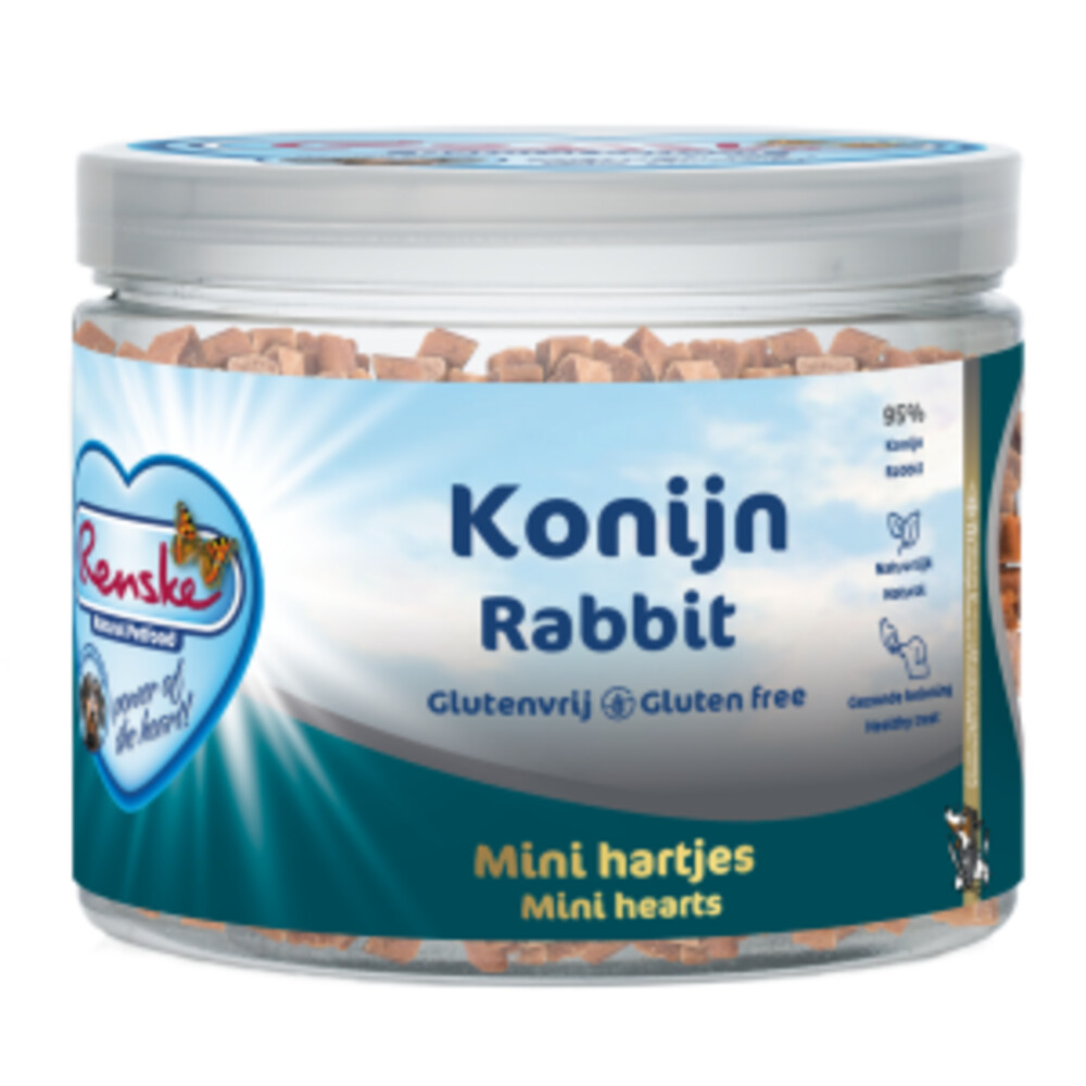 Renske Gezonde Beloning Hartjes Mini Konijn100 gr