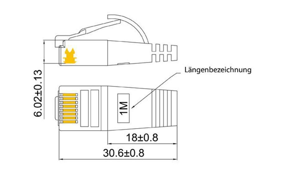 Slimpatchkabel RJ-45 - RJ-45, Cat 6, STP, 10 m, GrauGeschirmtes Twisted-Pair-Kabel (STP) mit Klinkenschutz