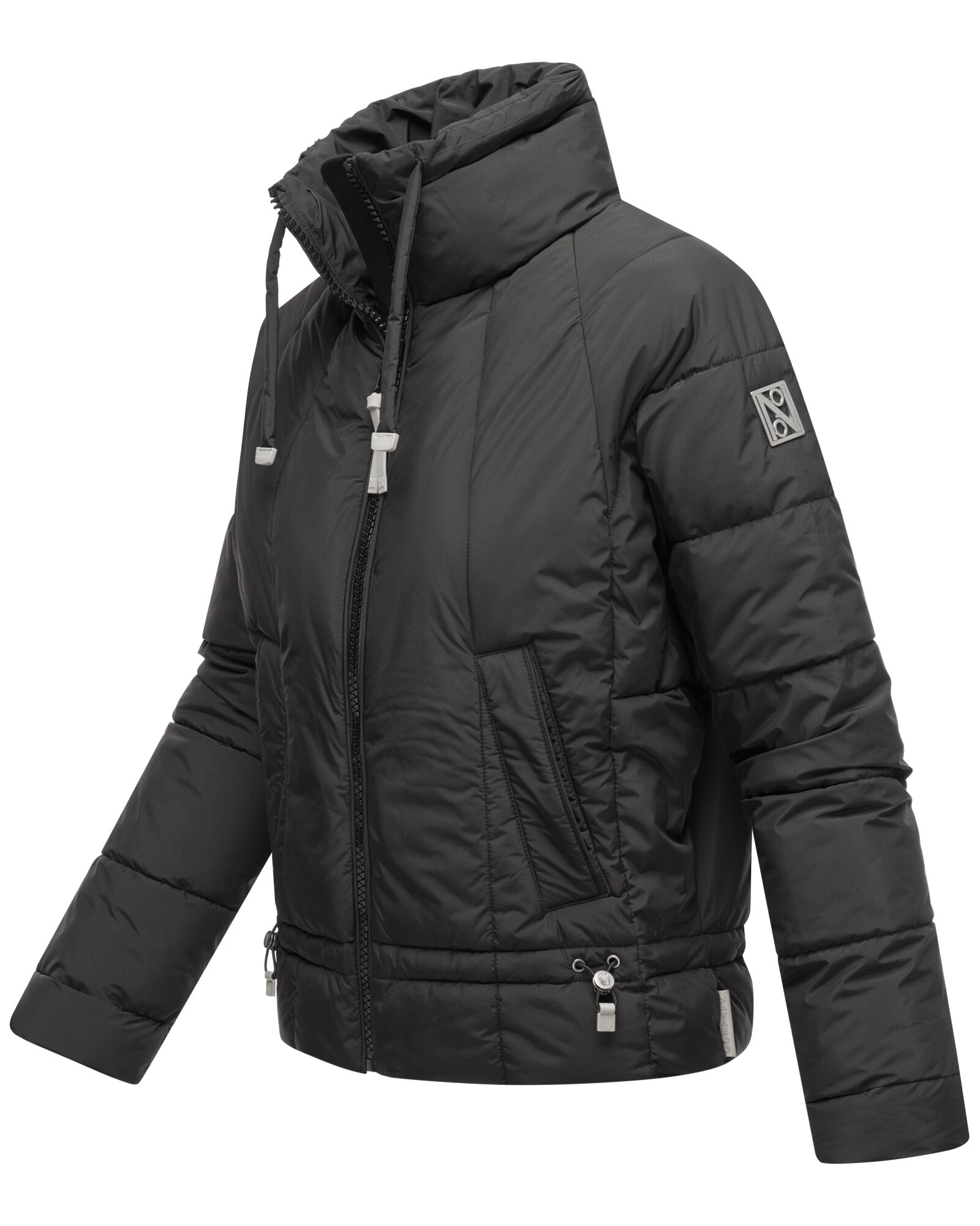 NAVAHOO Damen Winter Jacke Recyceltes Kurz Winterjacke gefütterter Steh Kragen Luftzauber