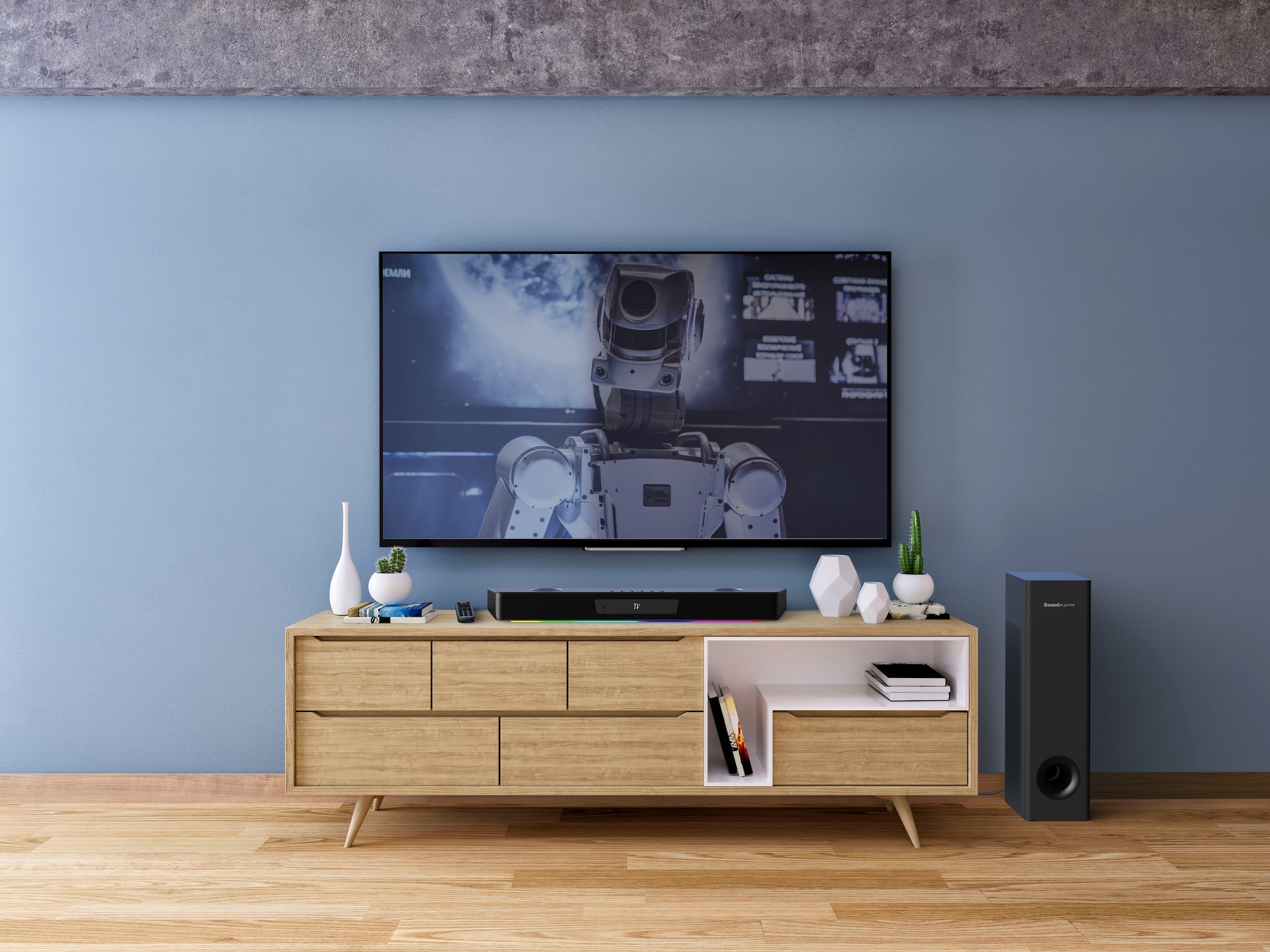 Creative Soundbar »Sound Blaster Katana V2X« 2.1 (A2DP Bluetooth | AVRCP Bluetooth | Bluetooth App-Steuerung | Bass- und Lautstärkeregelung | Beleuchtungseffekte | Equalizer | Steuerung per TV Fernbedienung | USB-Wiedergabe 90 W) Bluetooth