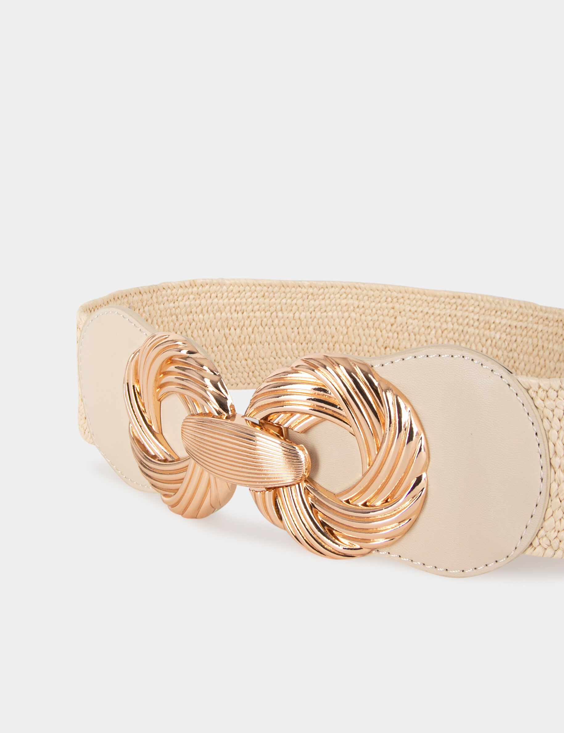 Ceinture élastiquée avec boucles beige femme - beige