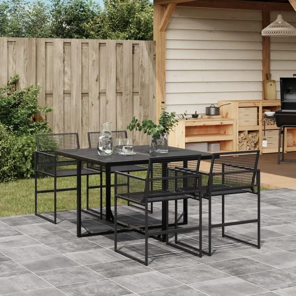 vidaXL - 5-delige Tuinset - Inklapbaar - Zwart - PE rattan - 110x107 cm