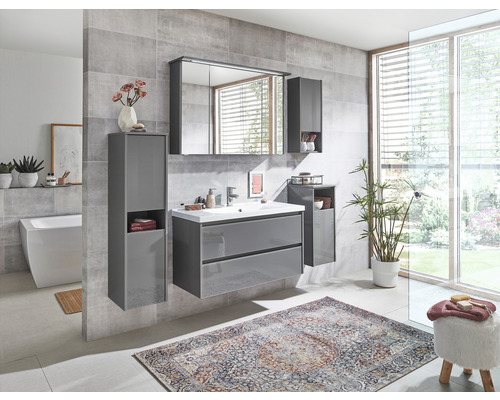 Pelipal xpressline 3261 grijze halfhoge kast met glazen front, BxHxD 30 x 115 x 33 cm
