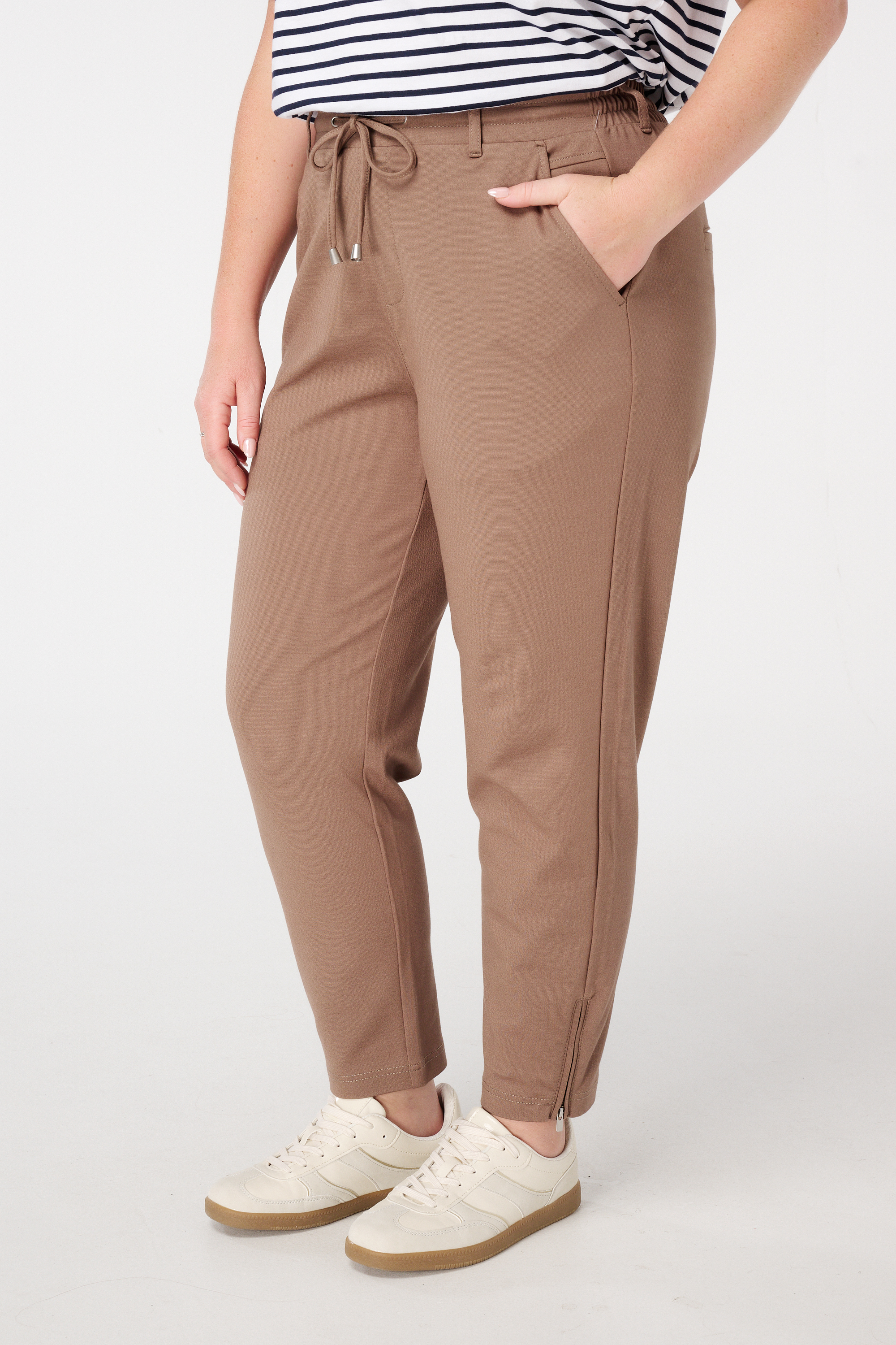 Slim fit broek Donker zand