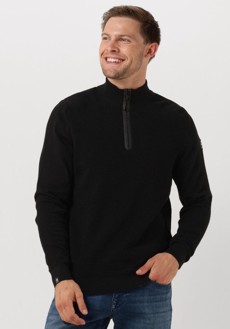 VANGUARD zwarte vanguard trui halp zip collar cotton structure