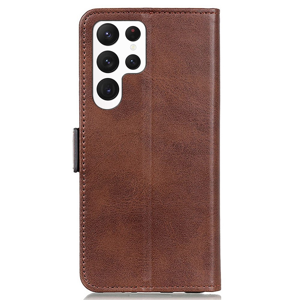 Samsung Galaxy S23 Ultra 5G Vintage Leder Tasche Flip Cover Fashion Design - Braun