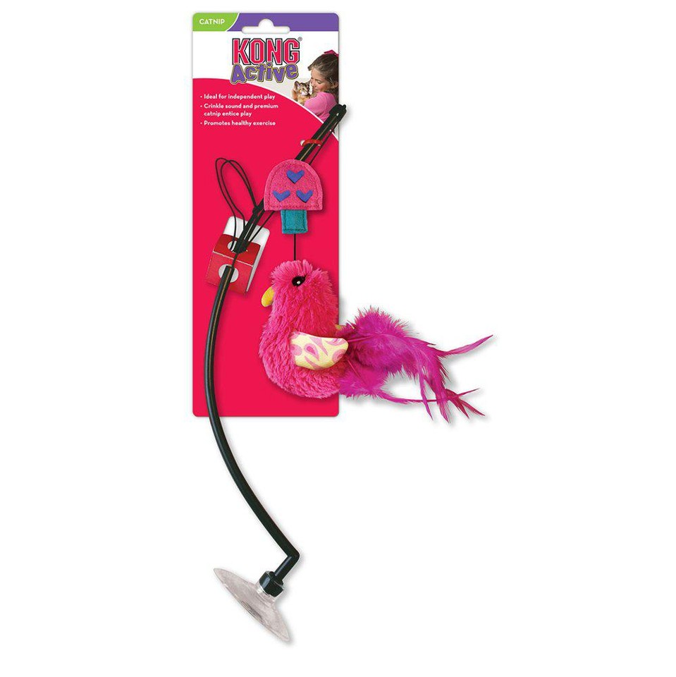 Kong - Cat Connects Window Teaser Ass. farve 30cm med catnip