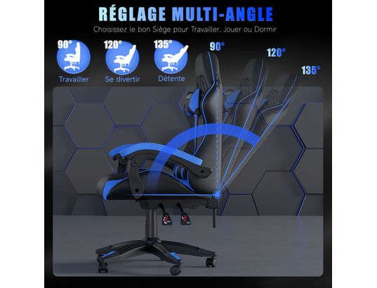 RATTANTREE - Fauteuil de bureau Chaise gaming cuir pu bleue