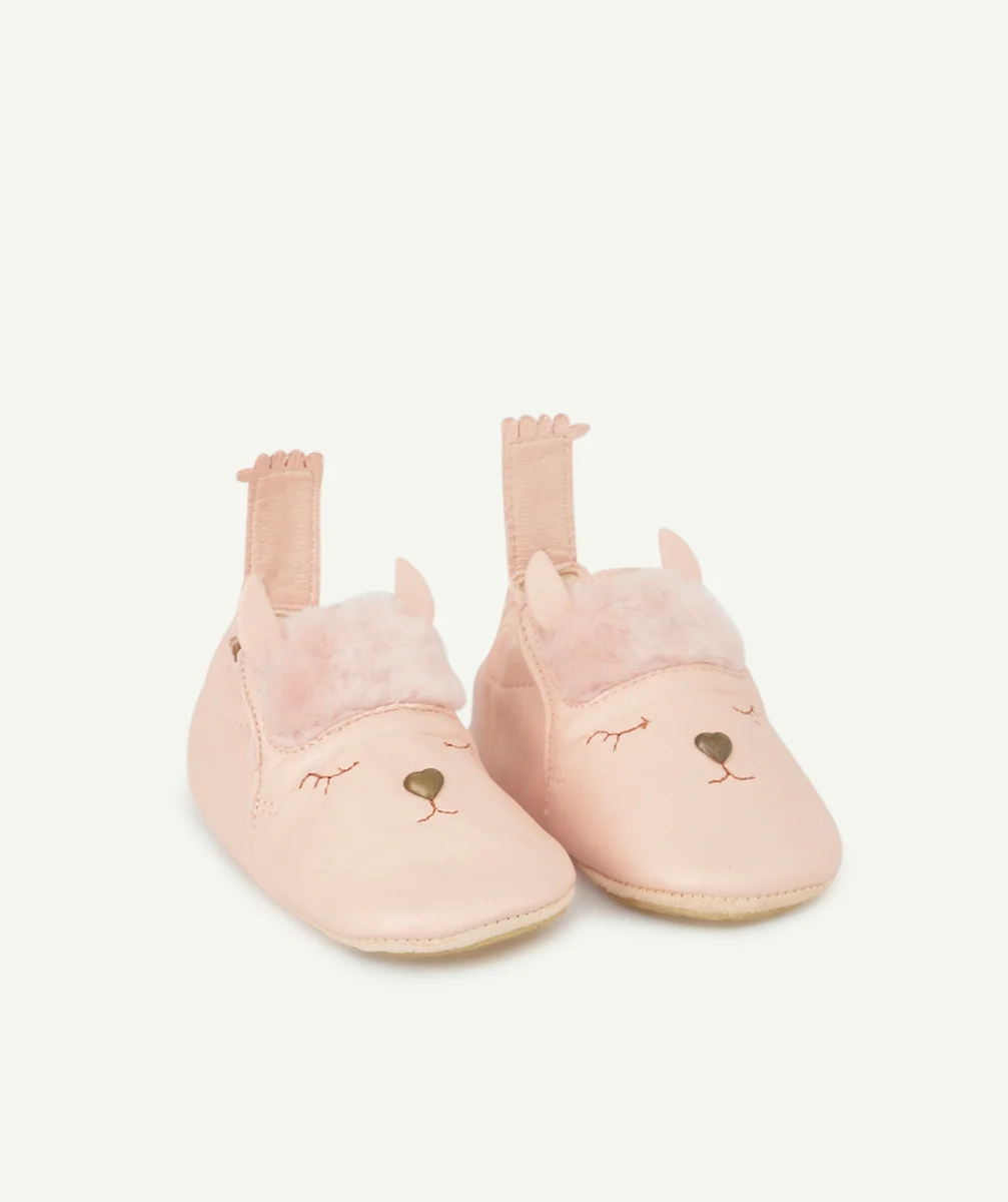 EASY PEASYCHAUSSONS EN CUIR ROSE AVEC ALPAGA