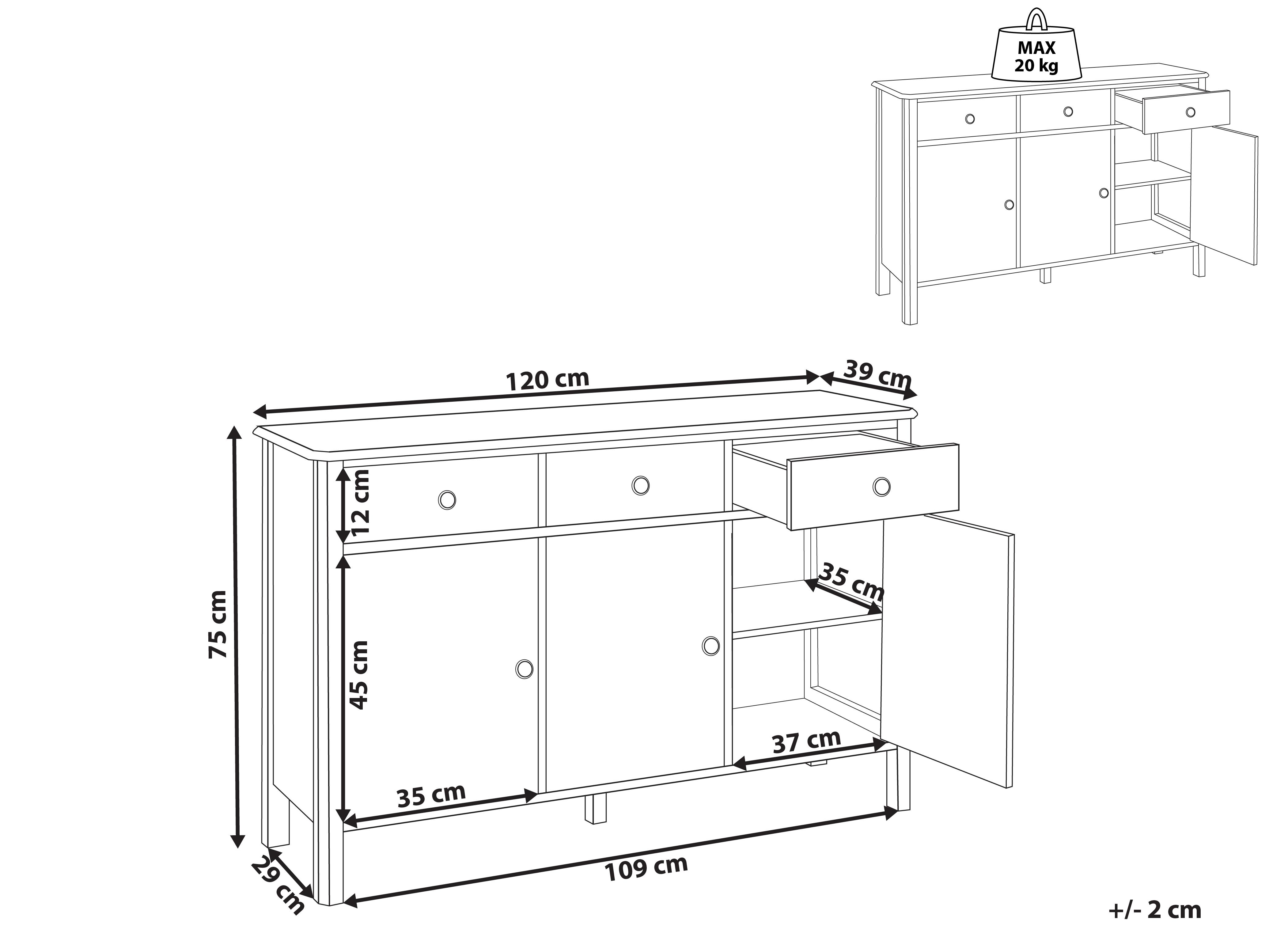 Dressoir met 3 deuren OLATE Zwart