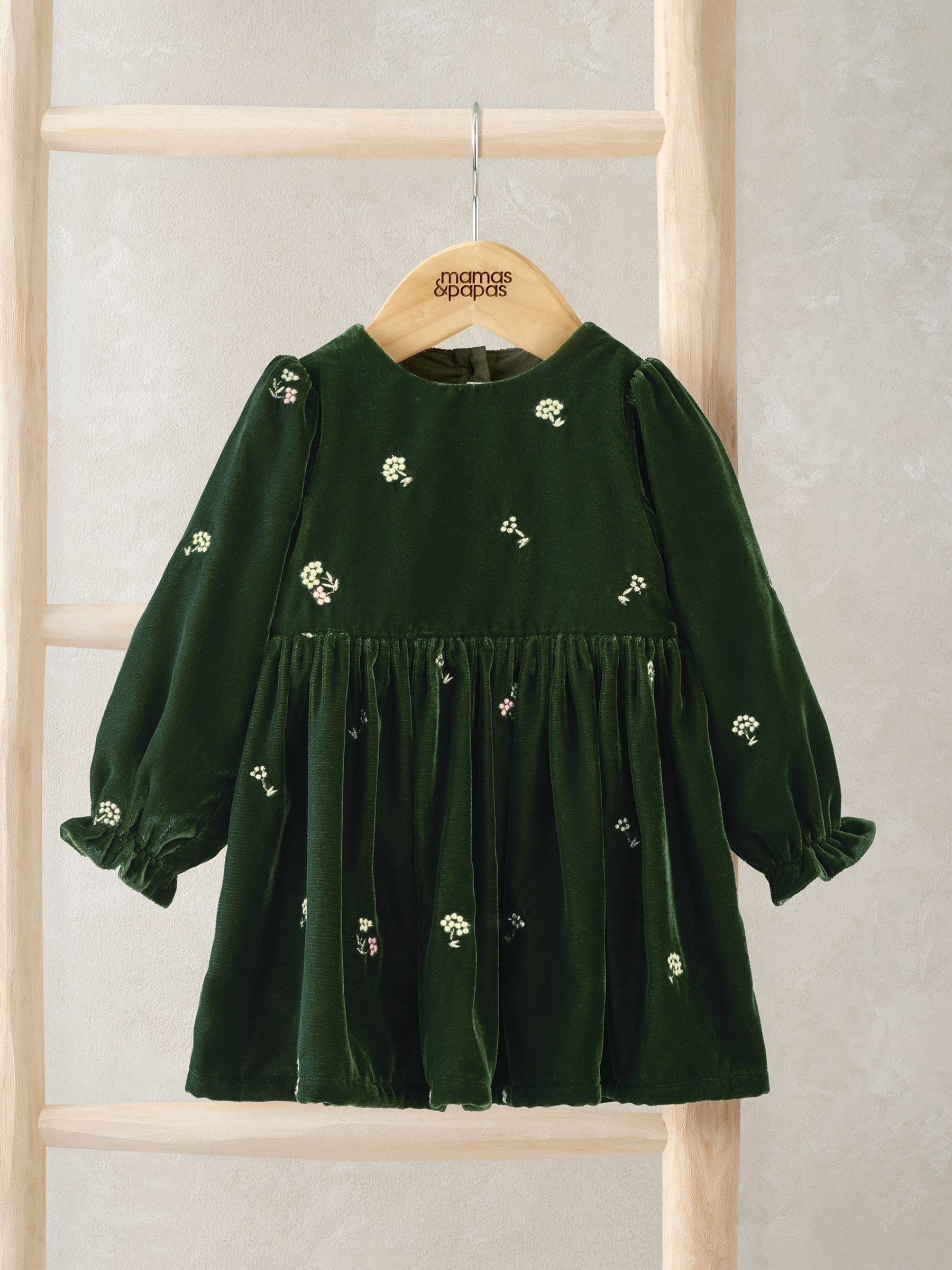 Mamas & Papas Embroidered Velvet Dress