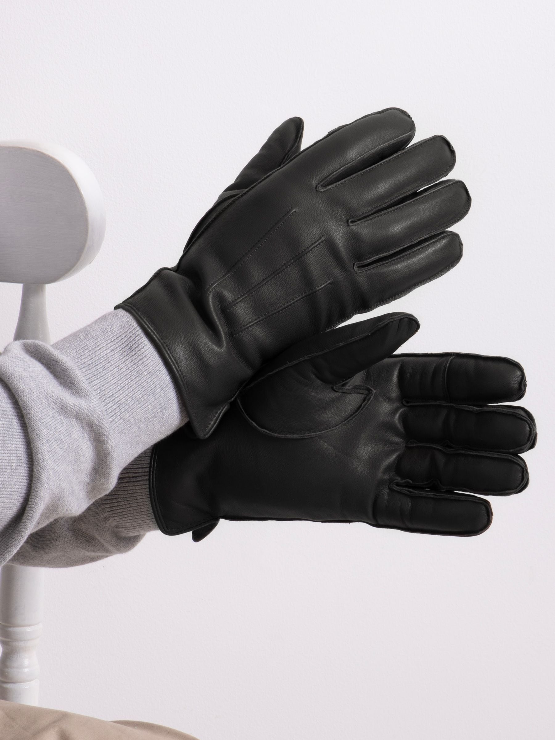 Totes Isotoner Premium 3 Point winterhandschoenen van leer met voering van imitatiebont