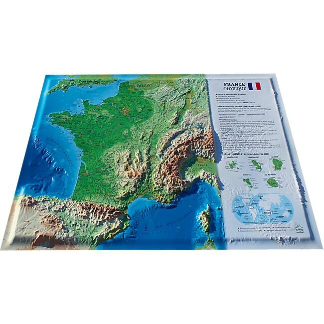 3D MAP - RELIEF FRANCE PHYSIQUE 61X41
