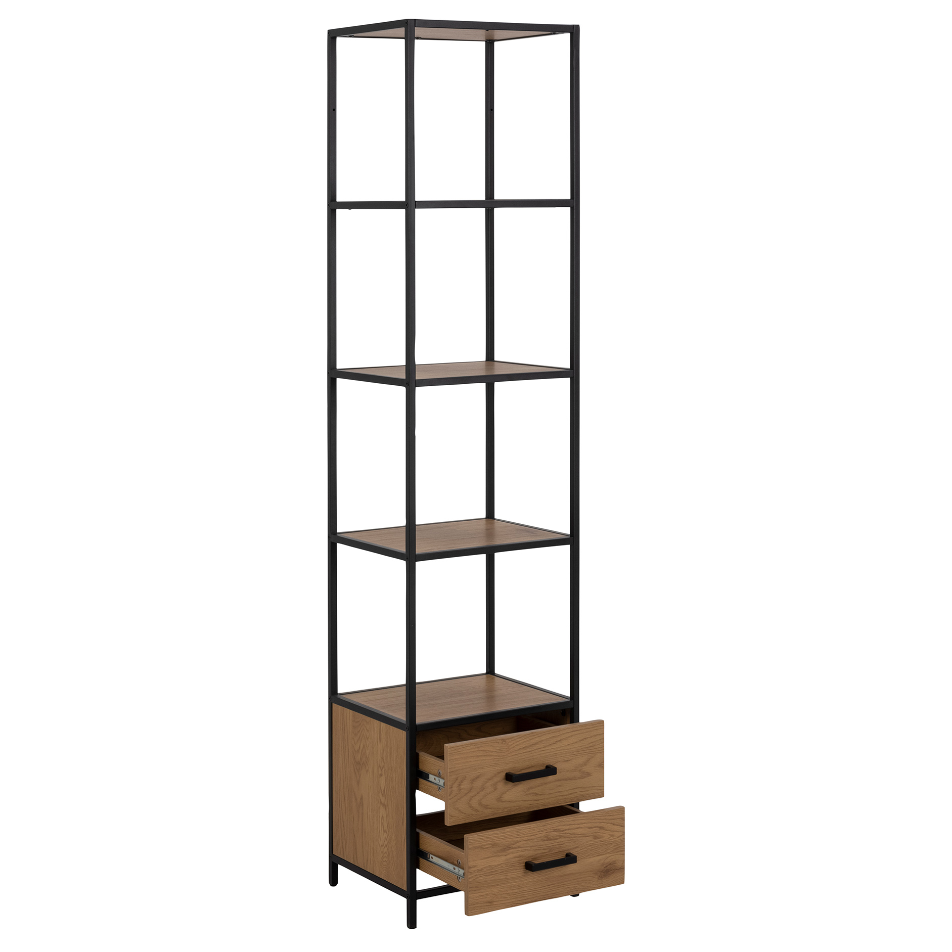 Regal SEAFORD - schwarz-holzfarben - 2 Schubladen - 42 cm breit