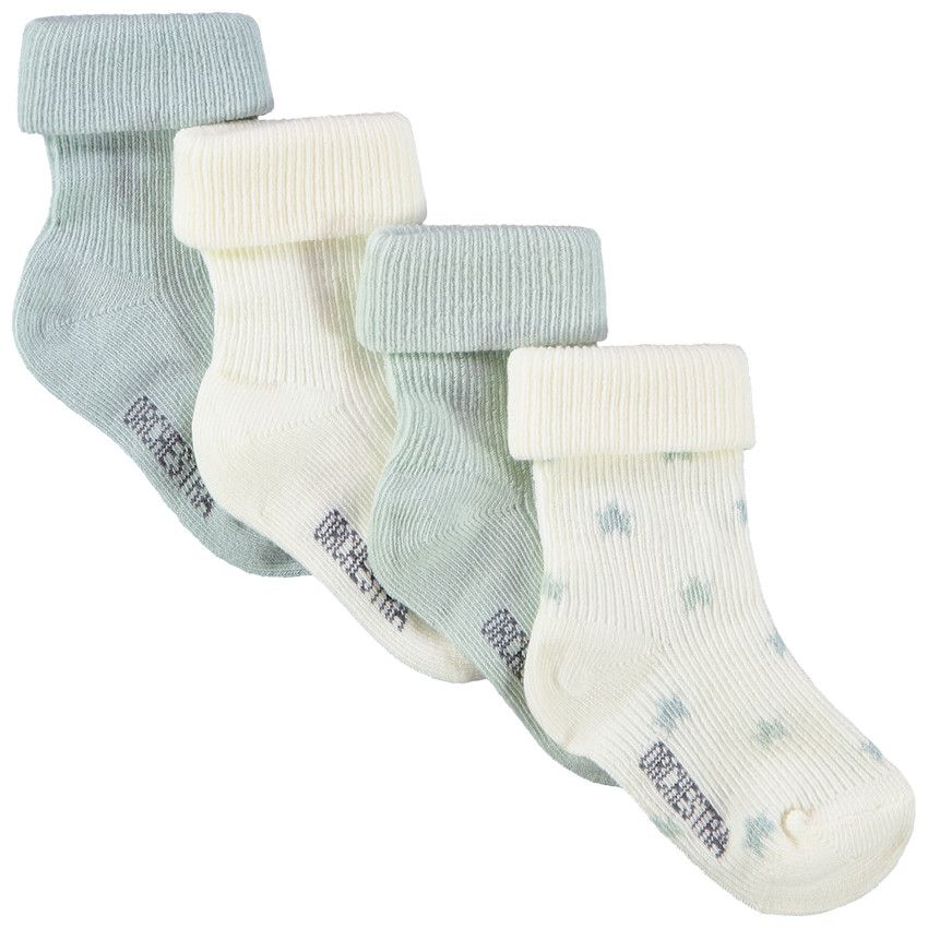 Lot de 4 paires de chaussettes à revers ajustable pour bébé fille - Vert