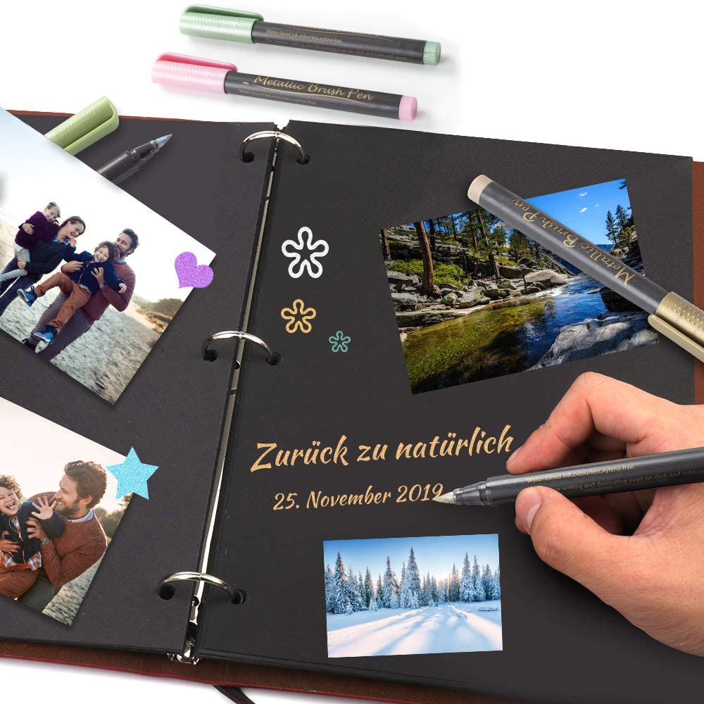 (10er Set) Metallic Marker Pinsel Filzstifte Brush Pen auf Wasserbasis