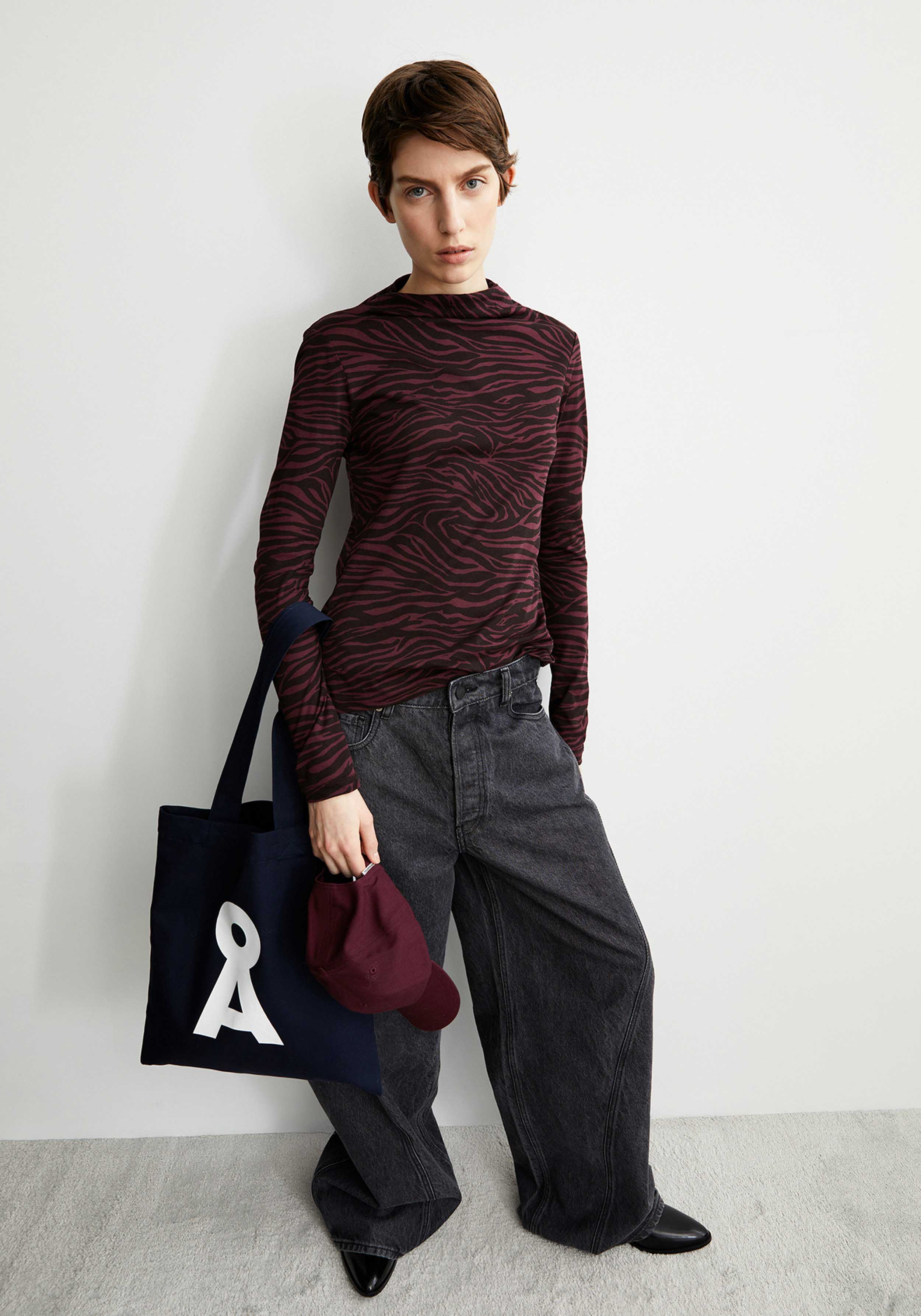 Armedangels Longsleeve Calunaa Zebraraa Dark Cranberry