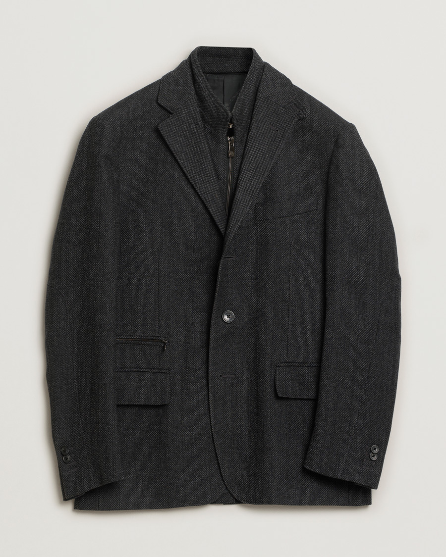 Corneliani ID Flannel Blazer Grey Melange 48