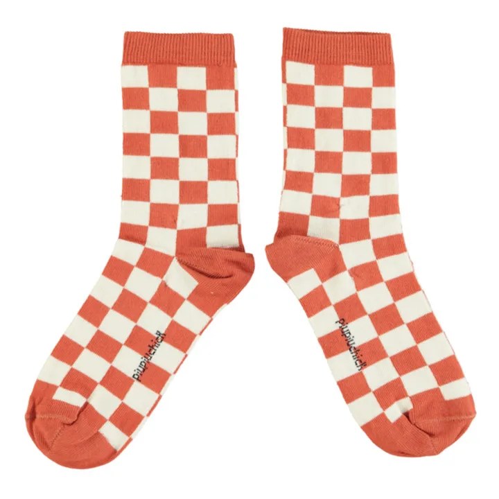 Piupiuchick Chaussettes Carreau | Terracotta