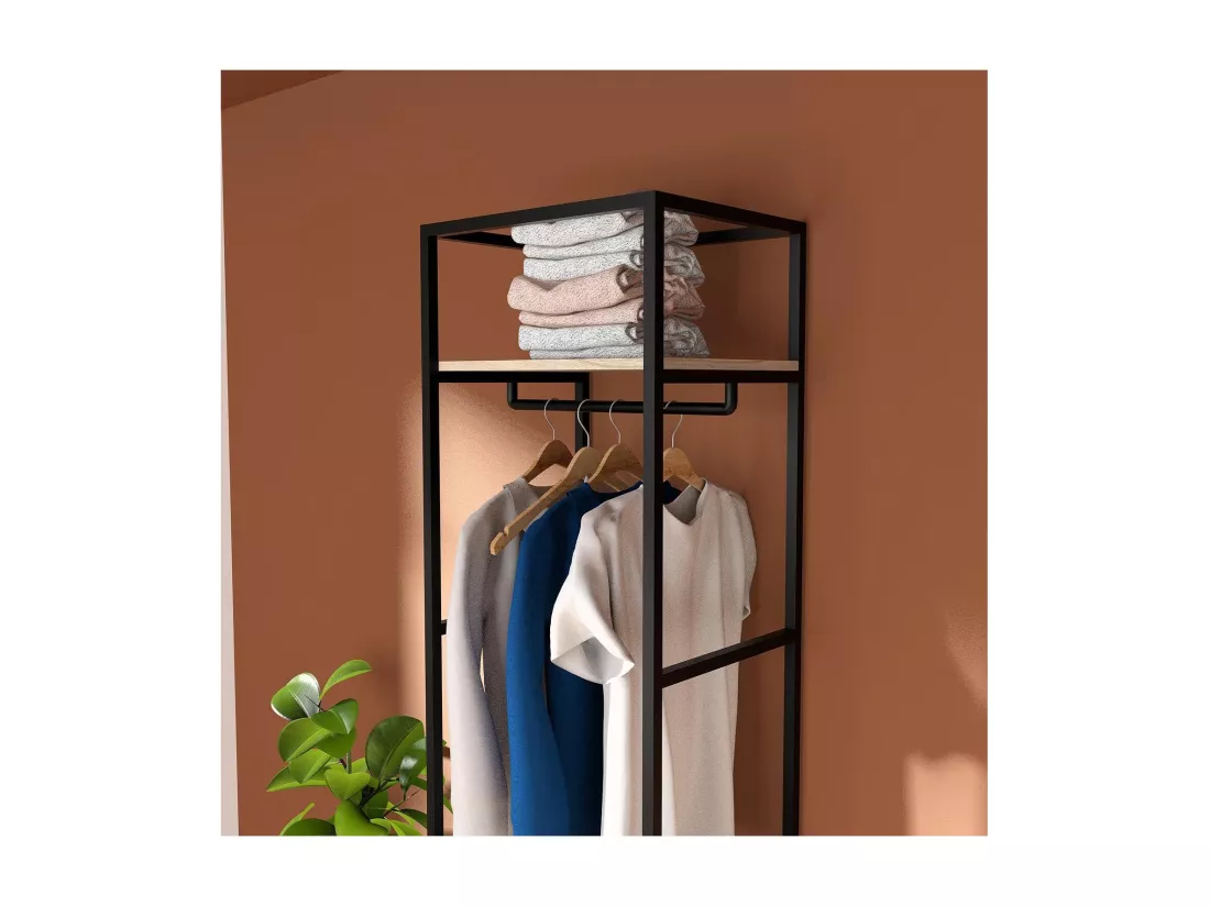 Portant vêtements fermé bois et métal noir L50 x H200 cm JUNE