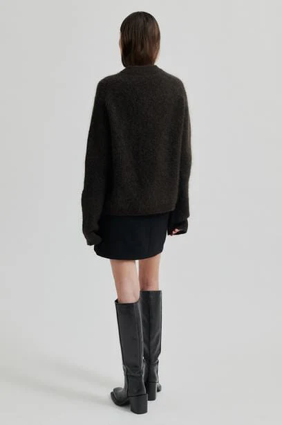 Second Female Brook Knit Rib Cardigan 57878 mulch