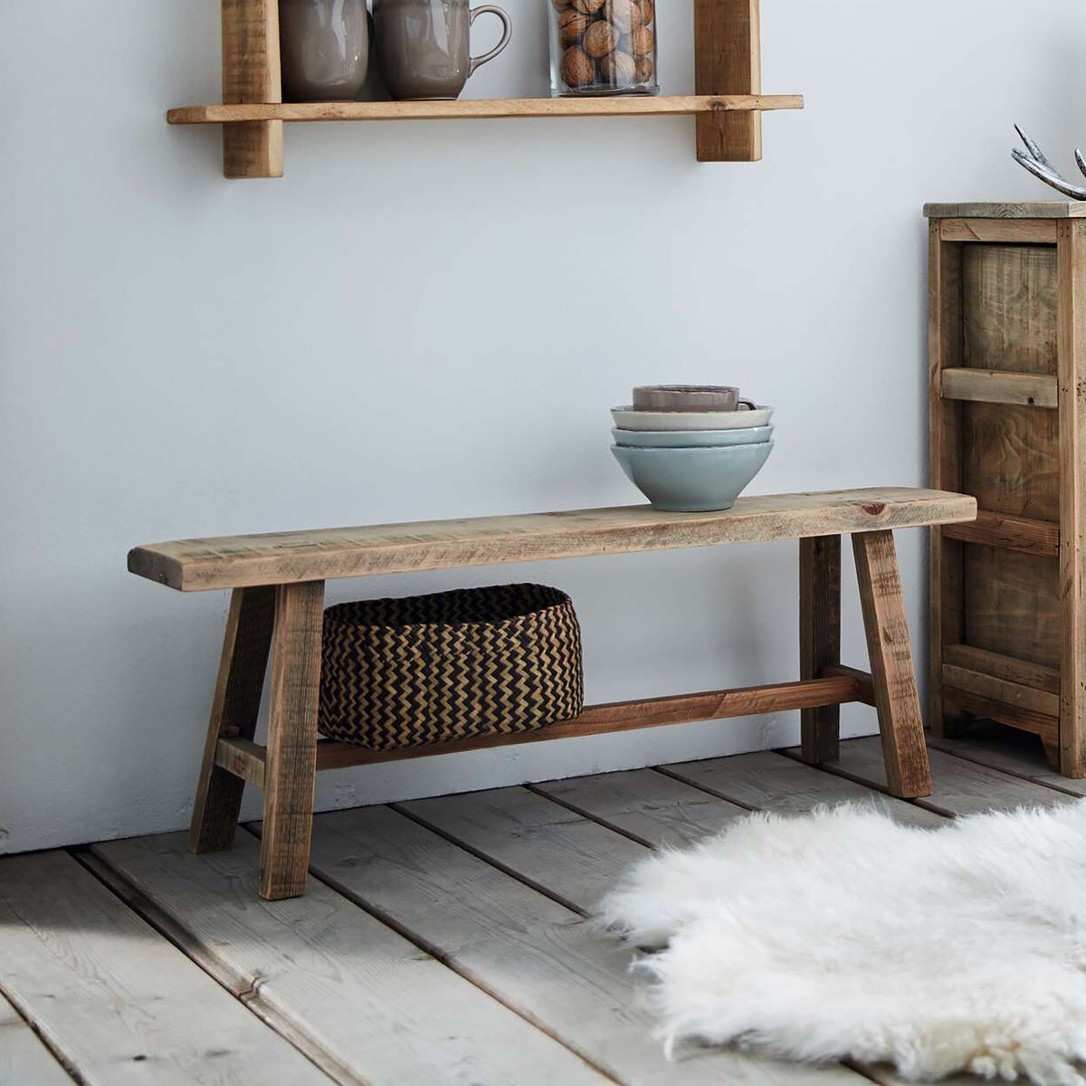 Houten bank, gebruikte look