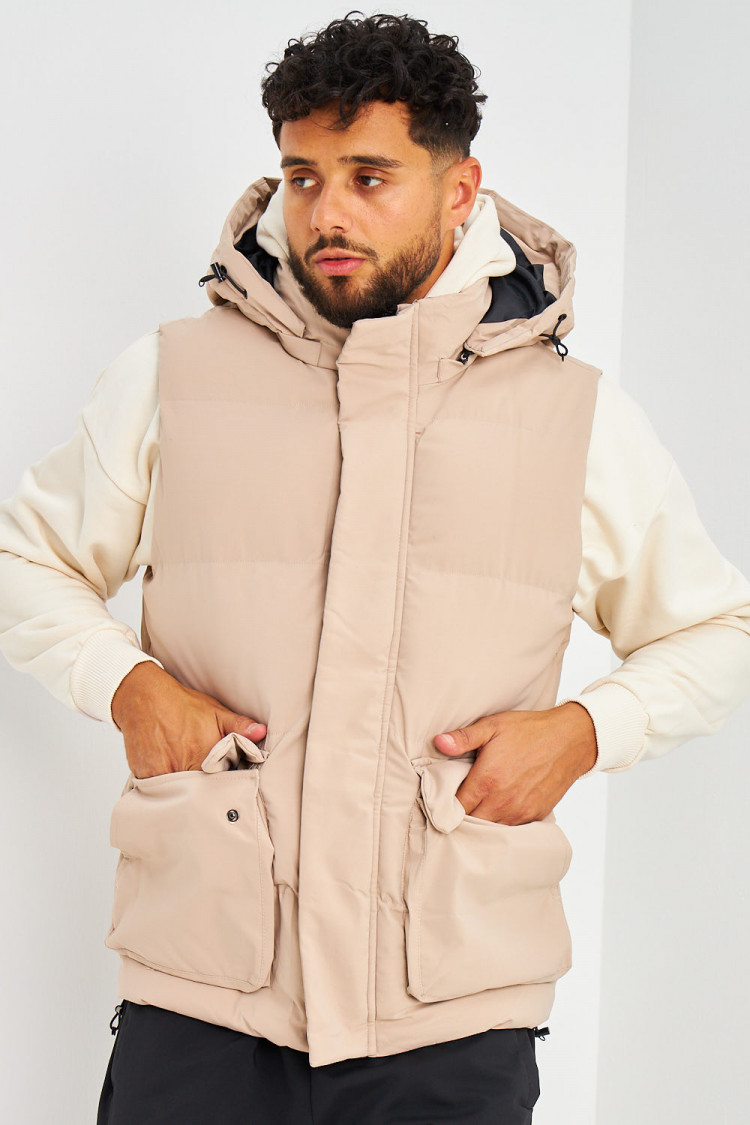 Doudoune beige sans manches