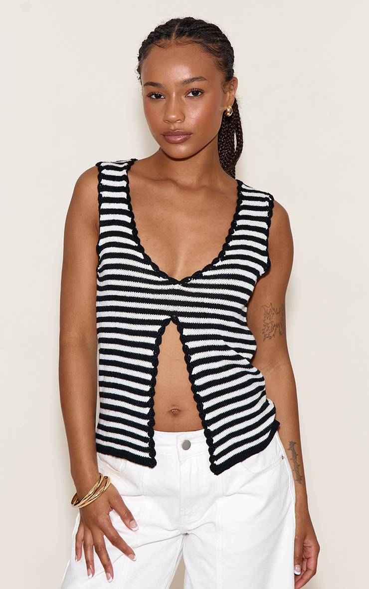 Monochrome Top Petite En Maille À Détail Fente Devant
