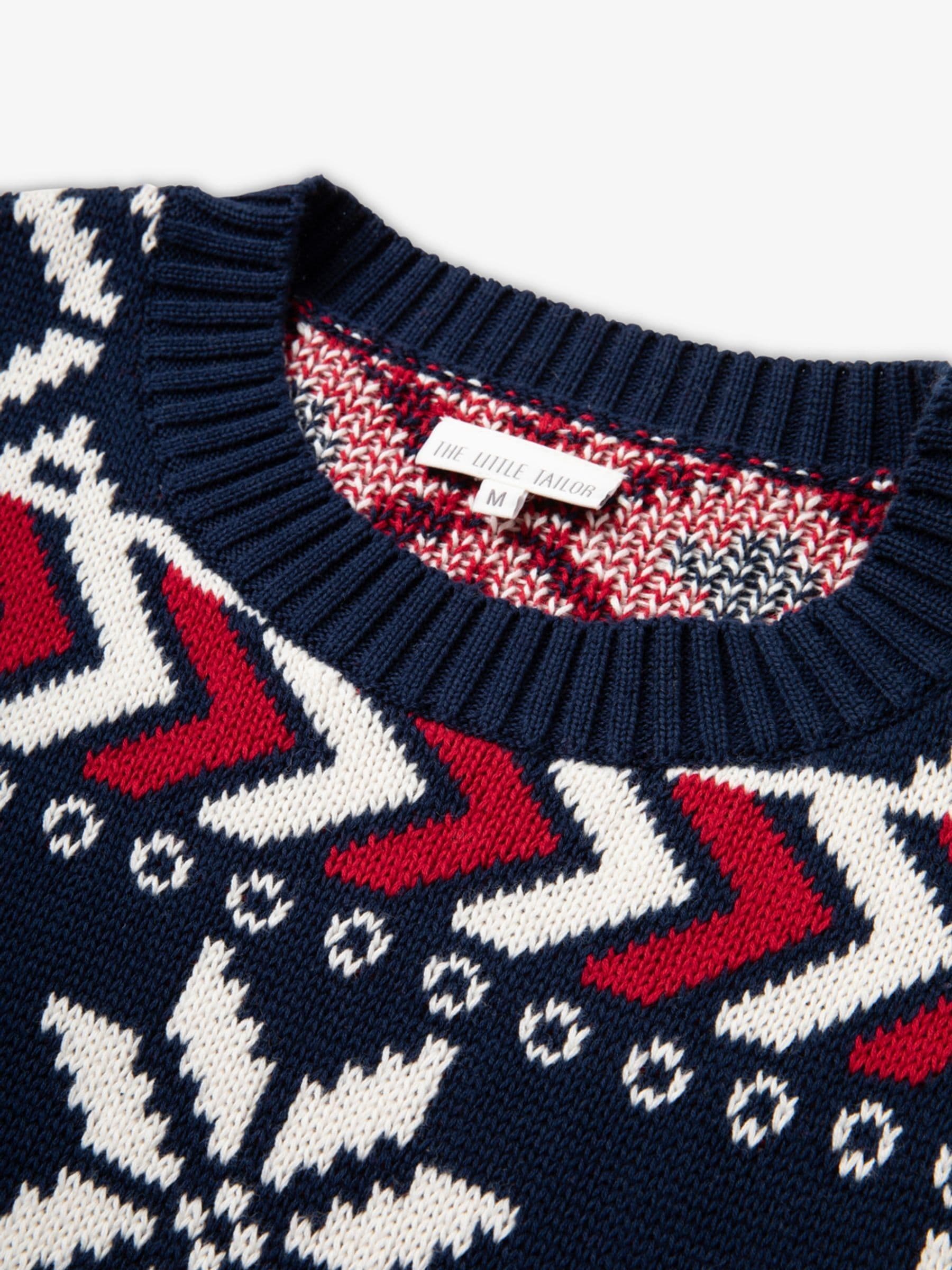 The Little Tailor Blauwe Kerstmis Multicolour Fairisle Katoenen Trui