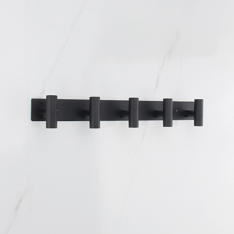 (375x55mm) Metall Wand Garderoben Leiste 5-facher Universal Kleiderhaken - Schwarz