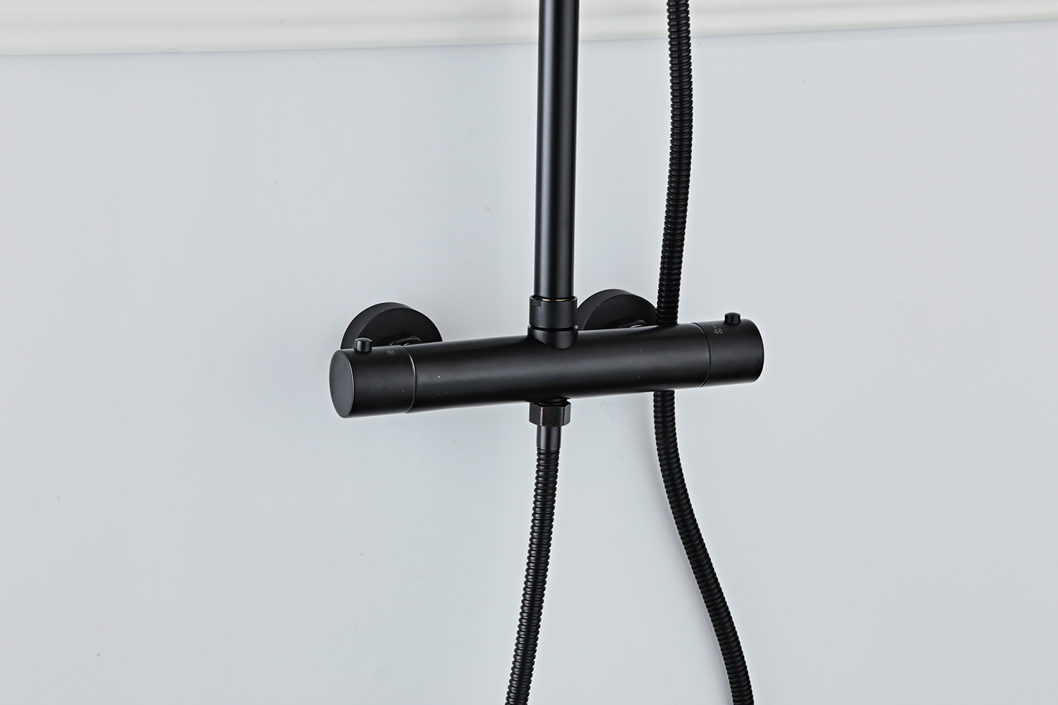 Saniclear Nero mat zwart opbouw regendouche 30cm met thermostaatkraan en 3 standen handdouche