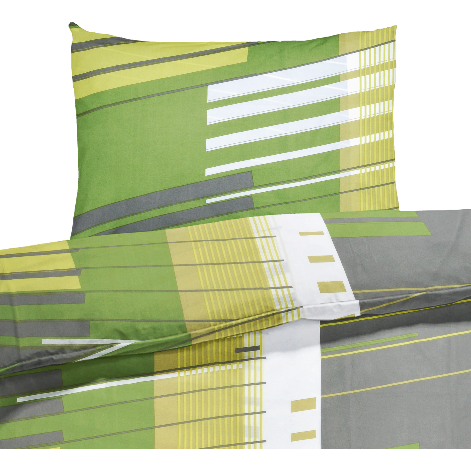 Bettwäsche Micro-Polyester Streifenmuster grün 50x70 Kissenbezug