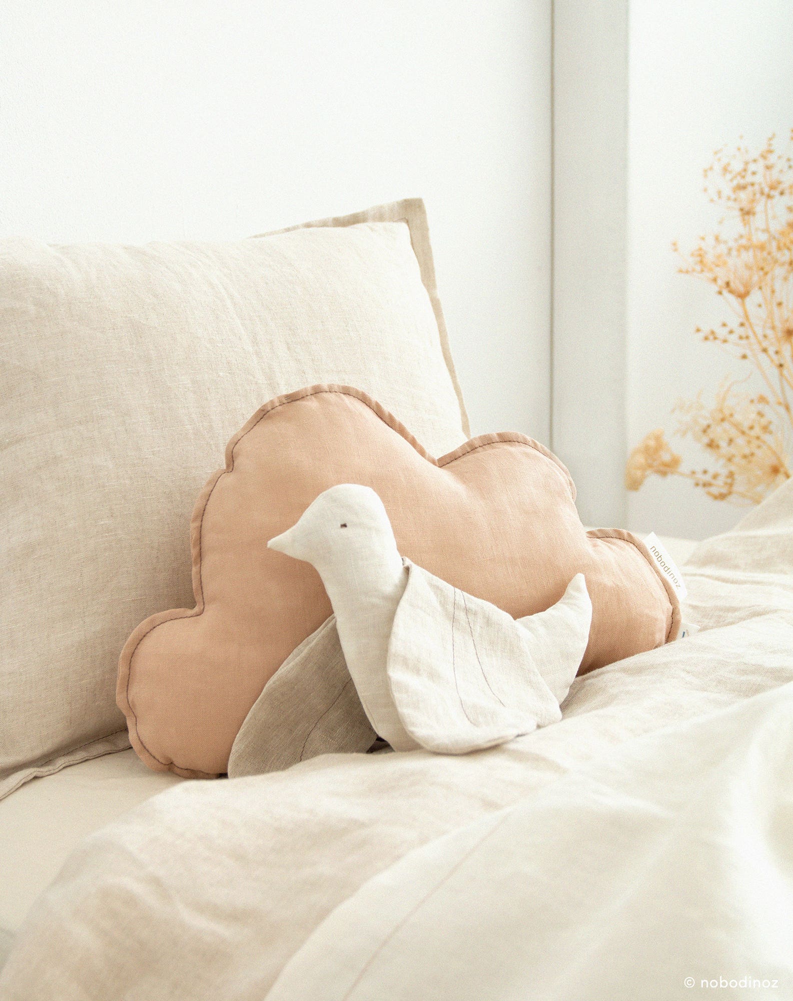 Coussin nuage l1n0 en lin français lavé | Marron