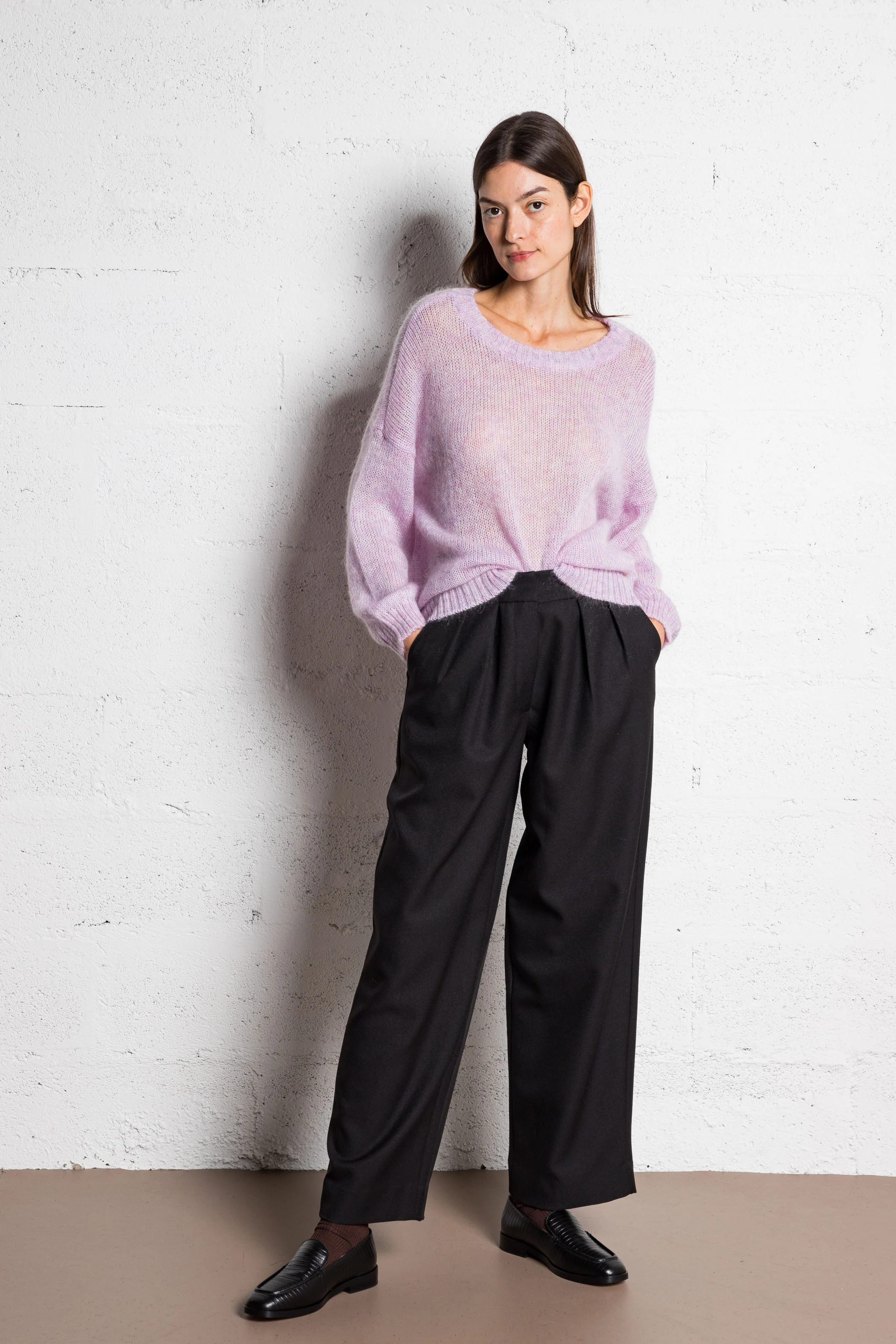 BULON - Pull ample en laine mélangée| Rose