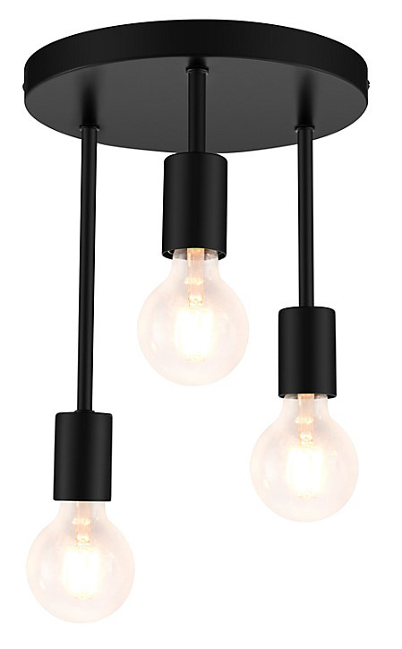 Plafonnier E27 28W GoodHome Lognes noir mat H.31 x Ø25 cm