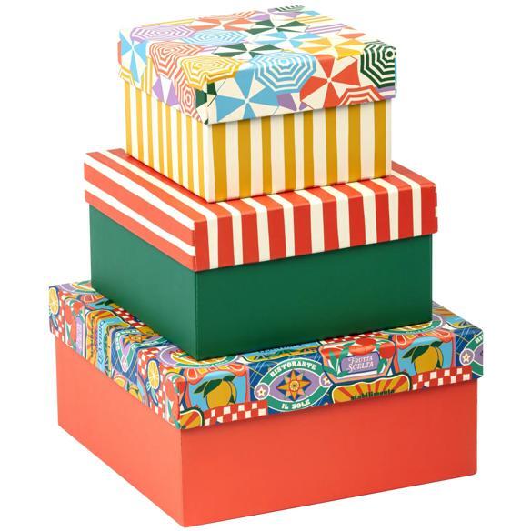 Dolce Amore, Set de 3 boîtes gigognes carrées 25x25x12 cm, 20x20x11cm, et 16x16x10 cm