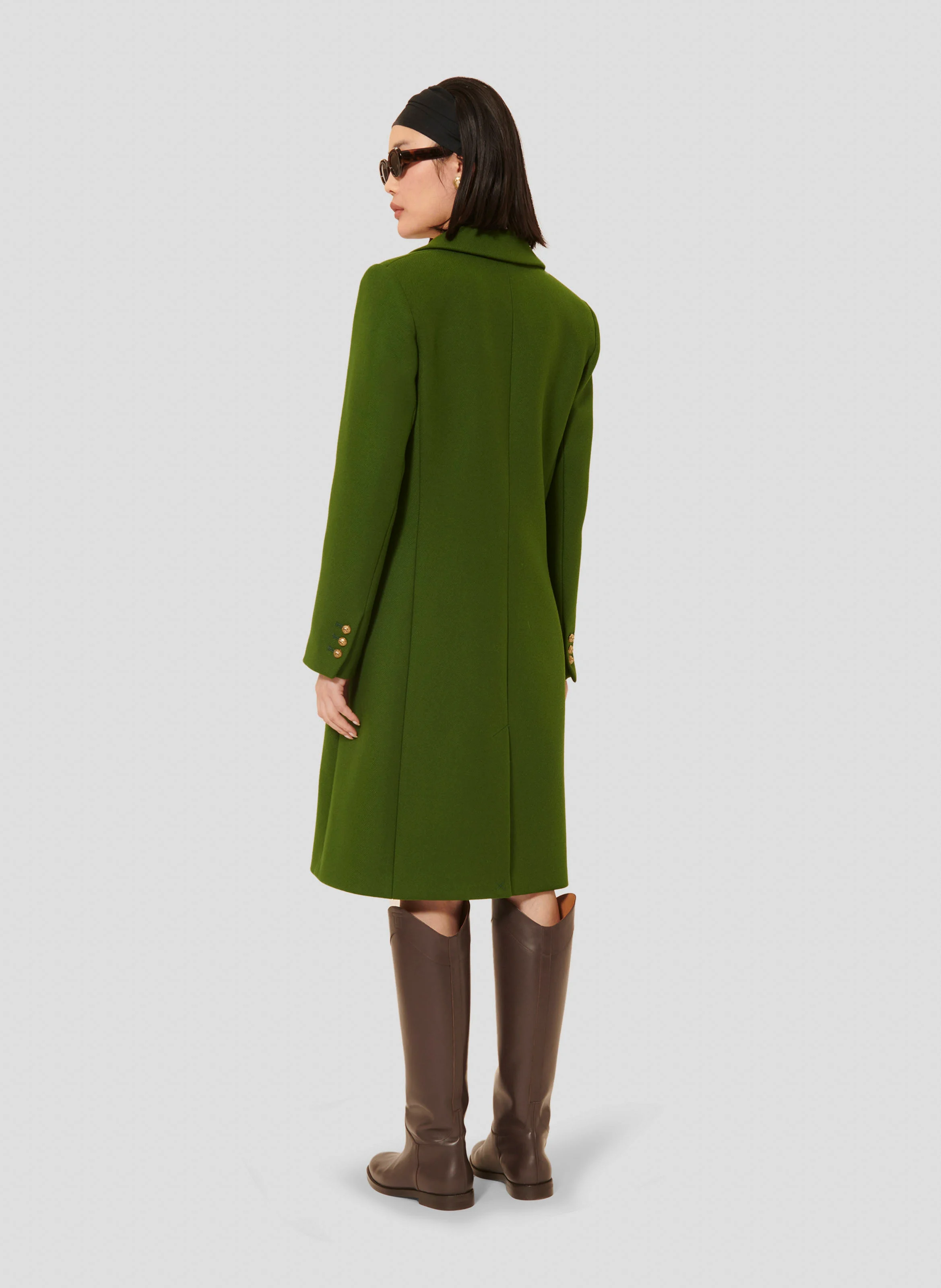 MARCY - Manteau droit en laine mélangée | Vert