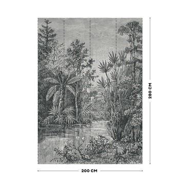 Fotobehang Jungle zwart - wit (105411)