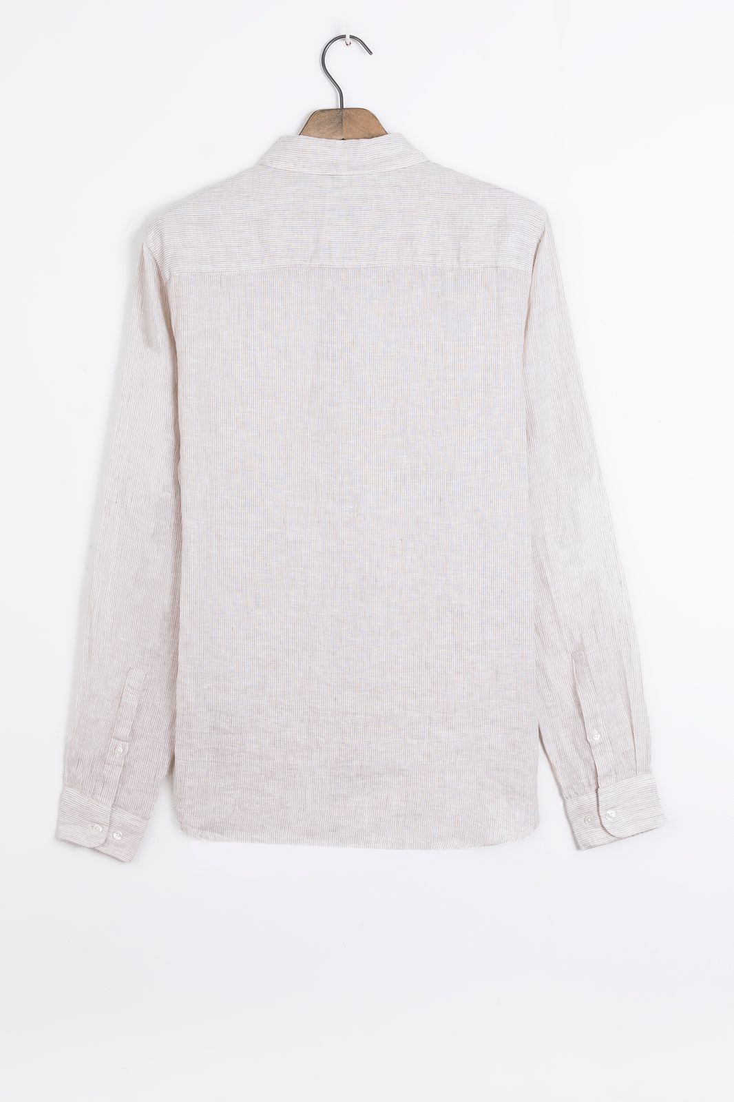 Beige linnen gestreept overhemd