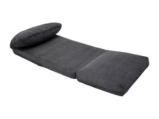 Chauffeuse 1 place convertible en tissu velours côtelé gris foncé SPENCER