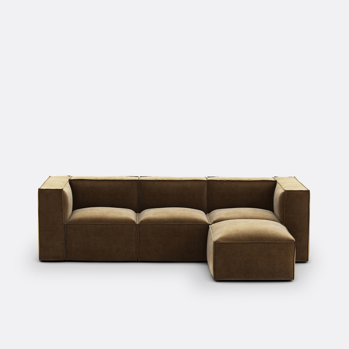LA REDOUTE INTERIEURS<br>Sofá modular, 3 lugares e pufe, veludo vintage Seven