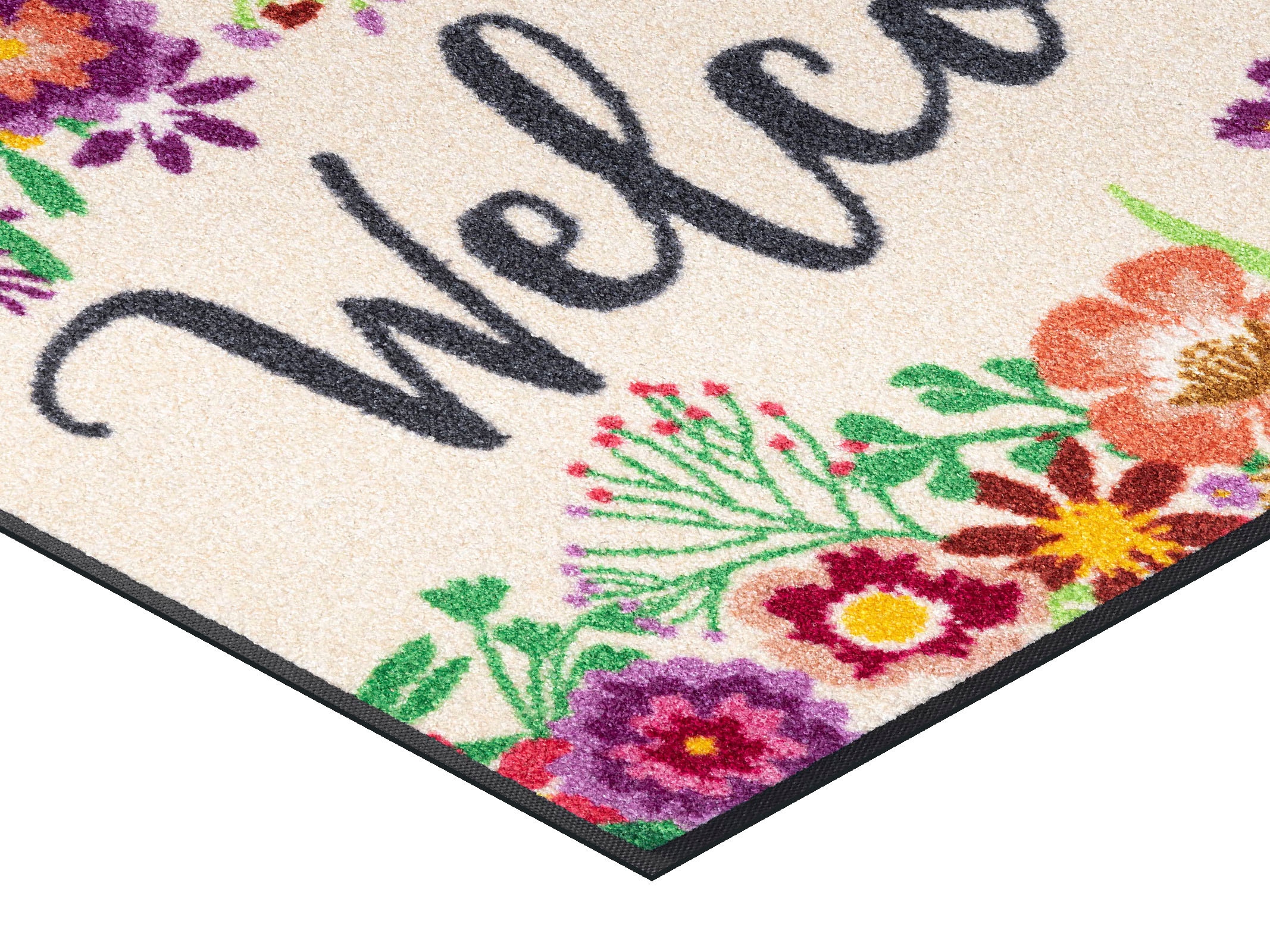 wash+dry by Kleen-Tex Fussmatte »Welcome Blooming« rechteckig 7 mm Höhe Schmutzfangmatte, mit Spruch, rutschhemmend, waschbar