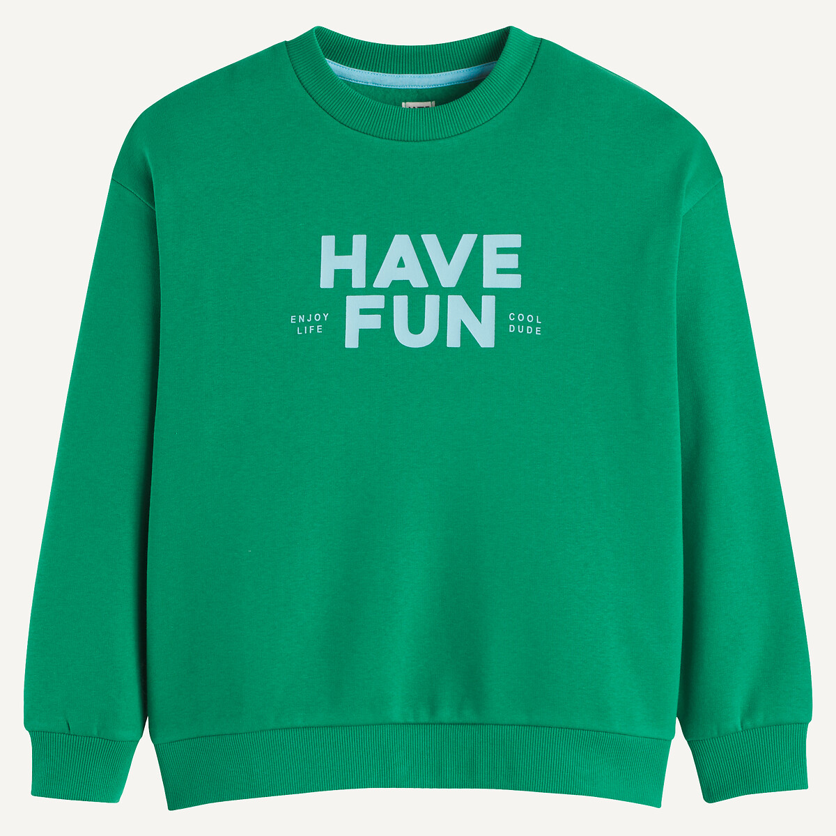 COLEÇÕES LA REDOUTE<br>Suéter oversized com gola redonda e texto, em fleece