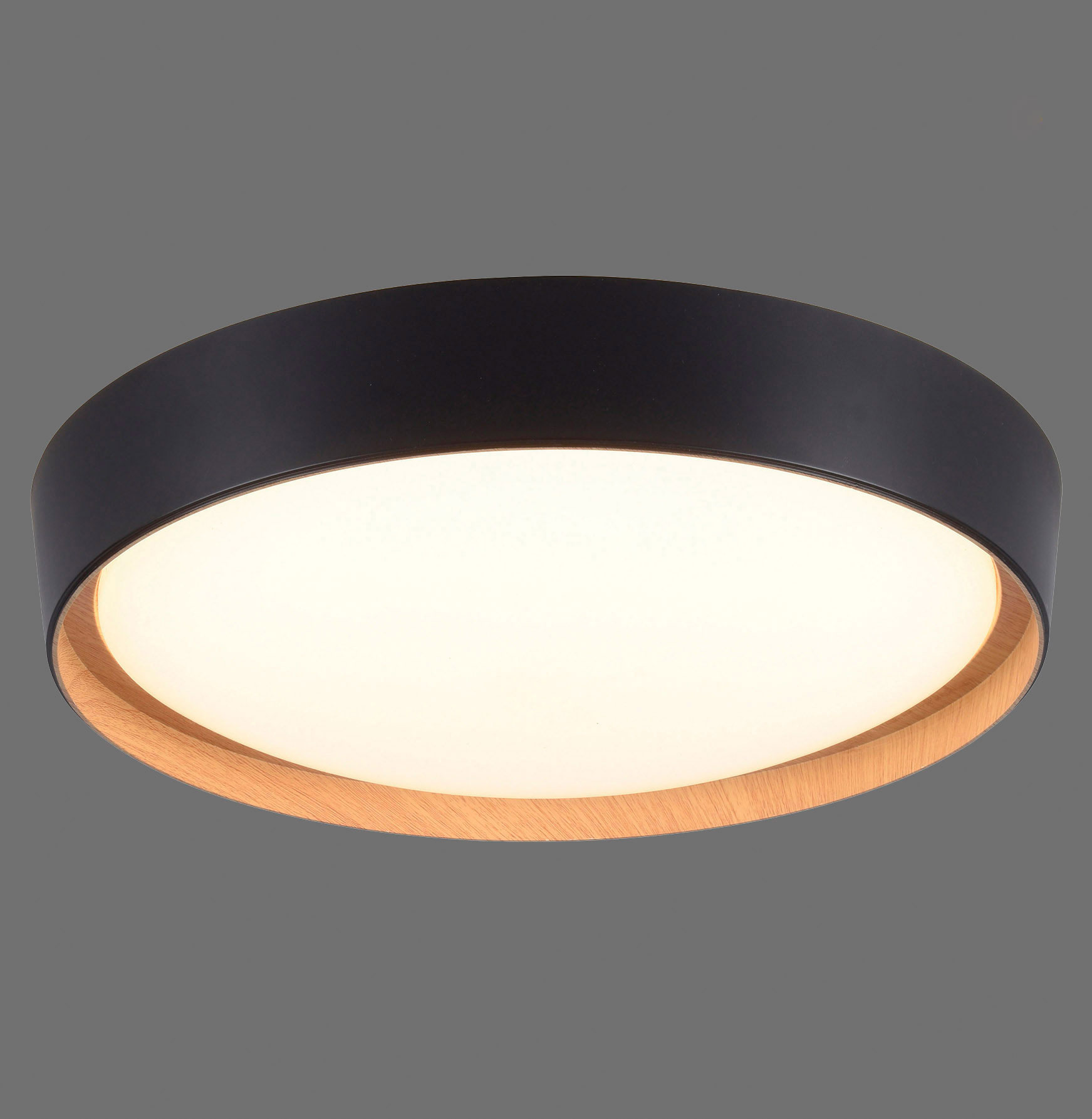 LED-Deckenleuchte - schwarz-Holzoptik - dimmbar