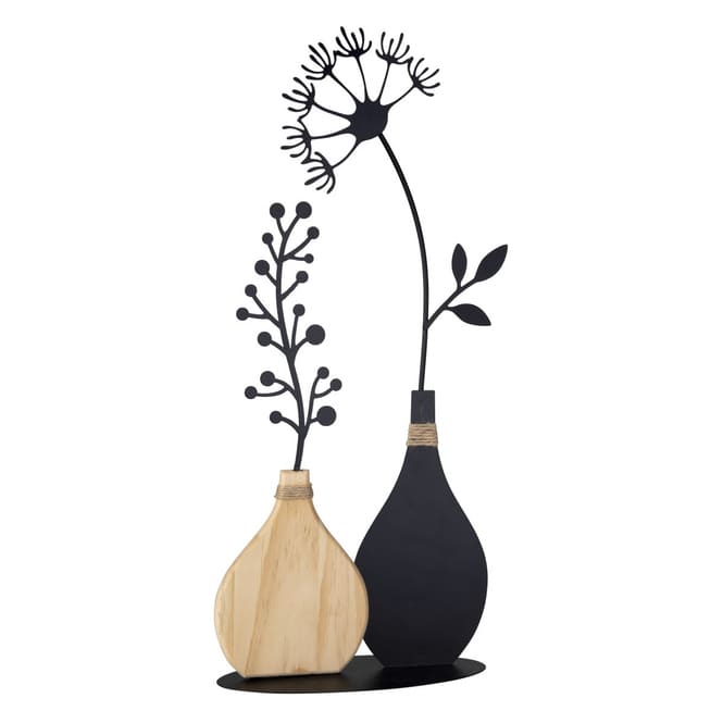 Standdeko - Blumenvasen - braun/schwarz - ca. 22 x 7 x 47 cm