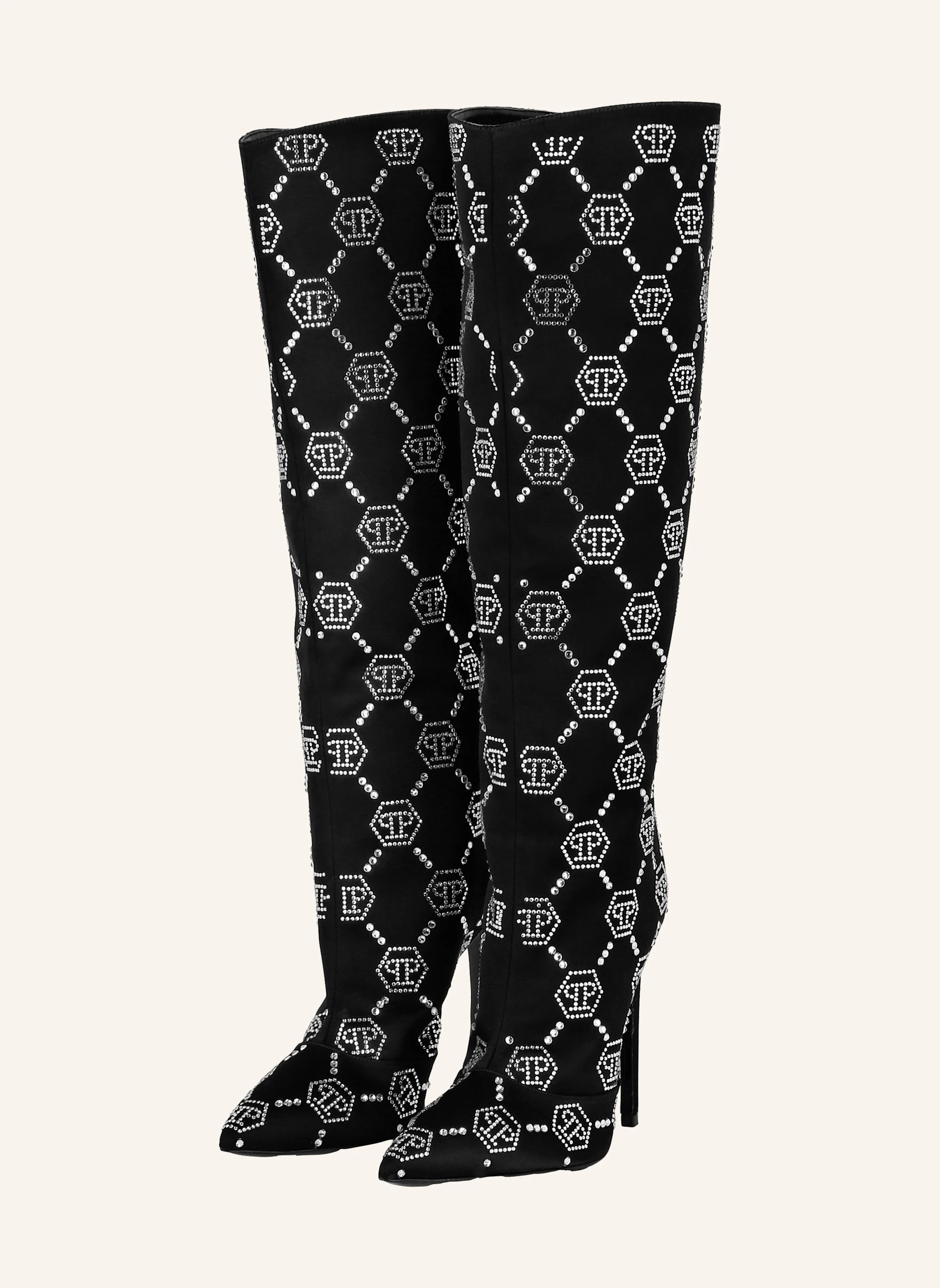 PHILIPP PLEIN Stiefel mit Steinbesatz MONOGRAM