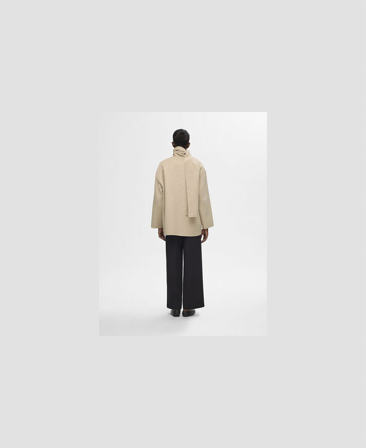 Selected Femme SLFPAM HANDMADE WOOL SCARF JACKET Sandshell