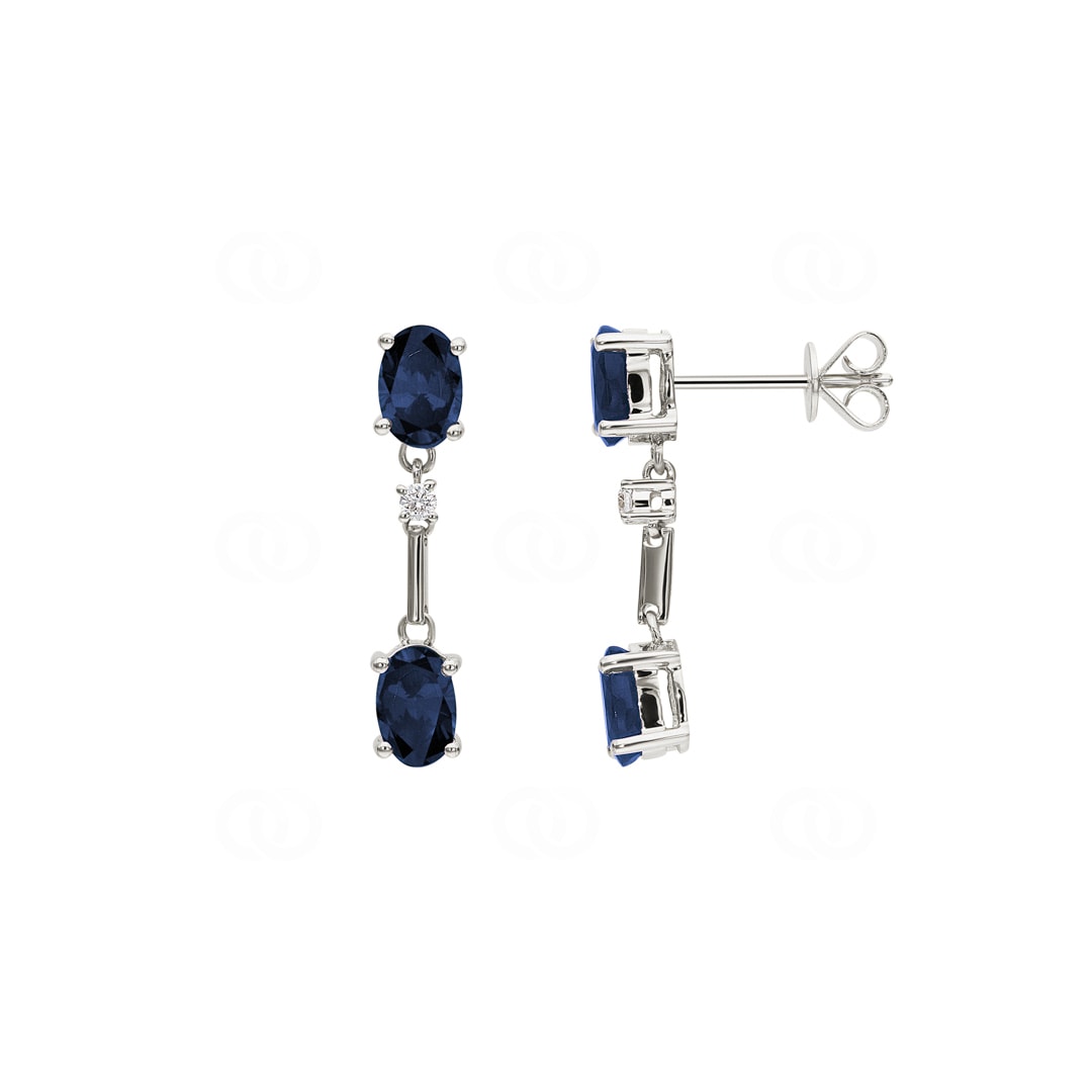 Ohrhänger 750/18 K Gelbgold mit Saphiren & Diamanten 0.05 ct H/si
