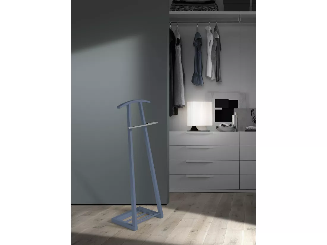 Valet de nuit - H111cm x L46cm x P29cm - hêtre massif bleu - Zeta