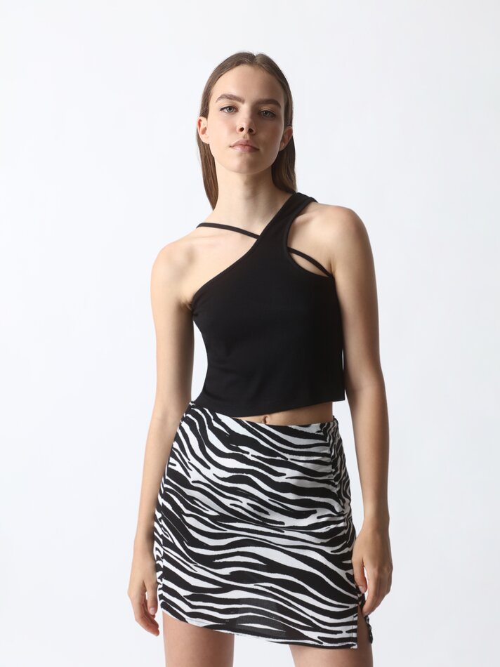 Saia curta estampada - Estampa de zebra